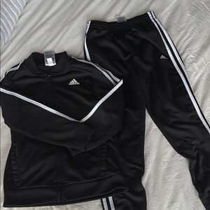 Adidas Black Tracksuit with White Stripes
